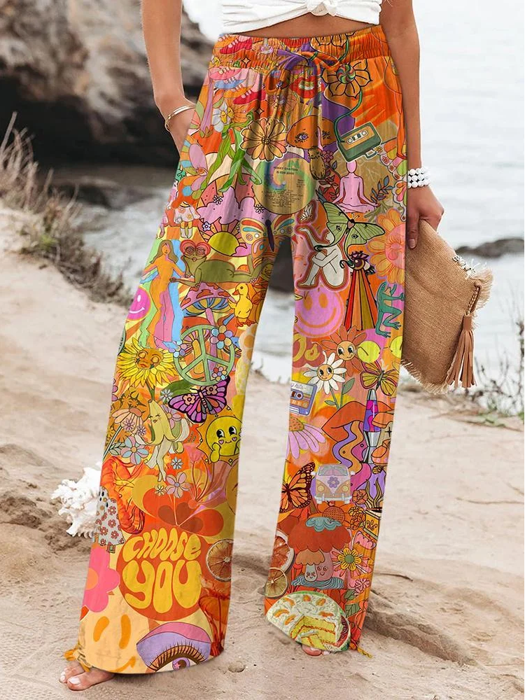 Loose Vintage Gradient Pattern Pants