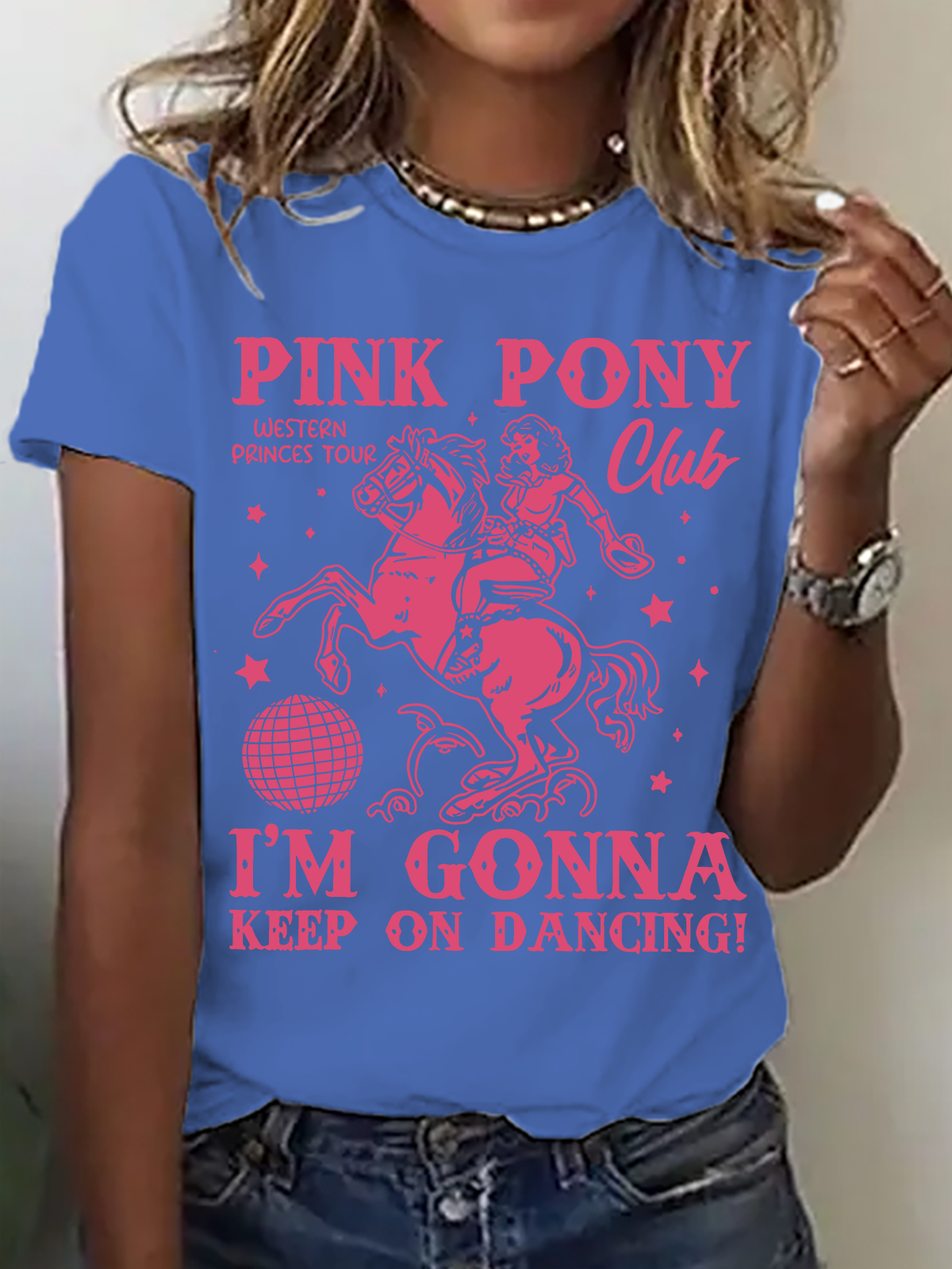 Women's Pony And Heels Lover Pink Girls Clubs Disco T-Shirt