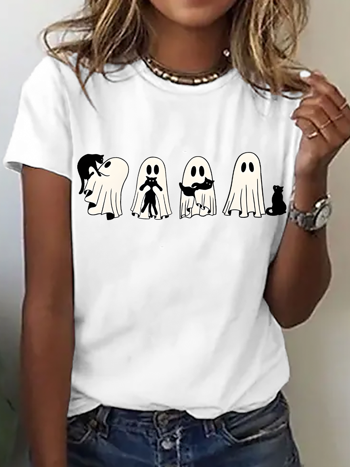 Women's Halloween Black Cat Tee
