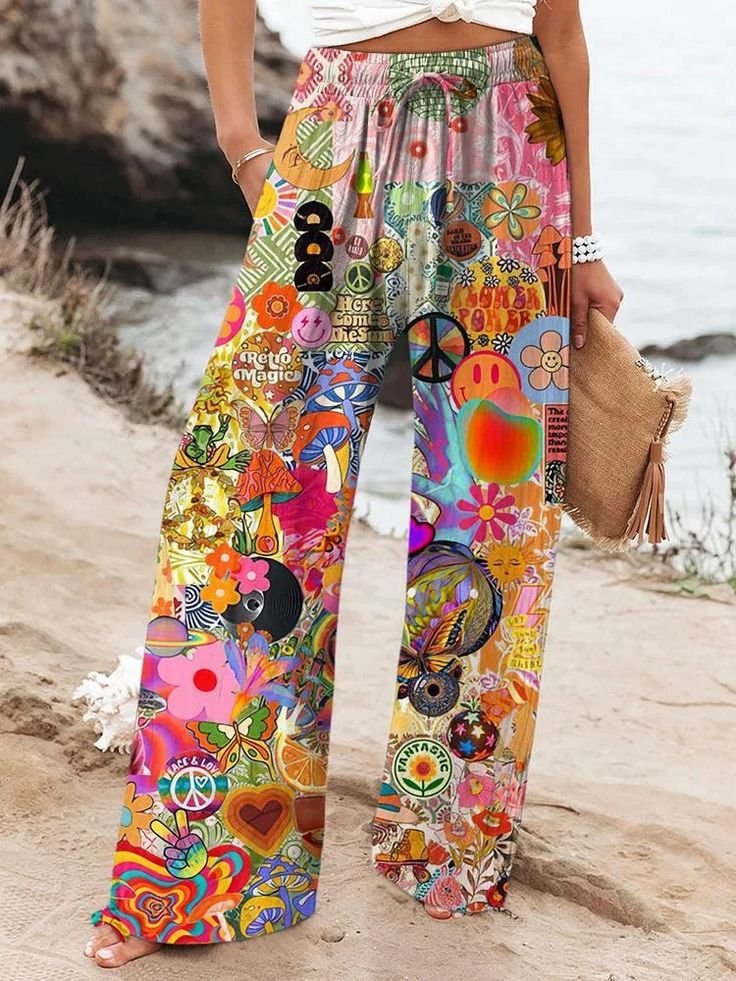Loose Vintage Gradient Pattern Pants