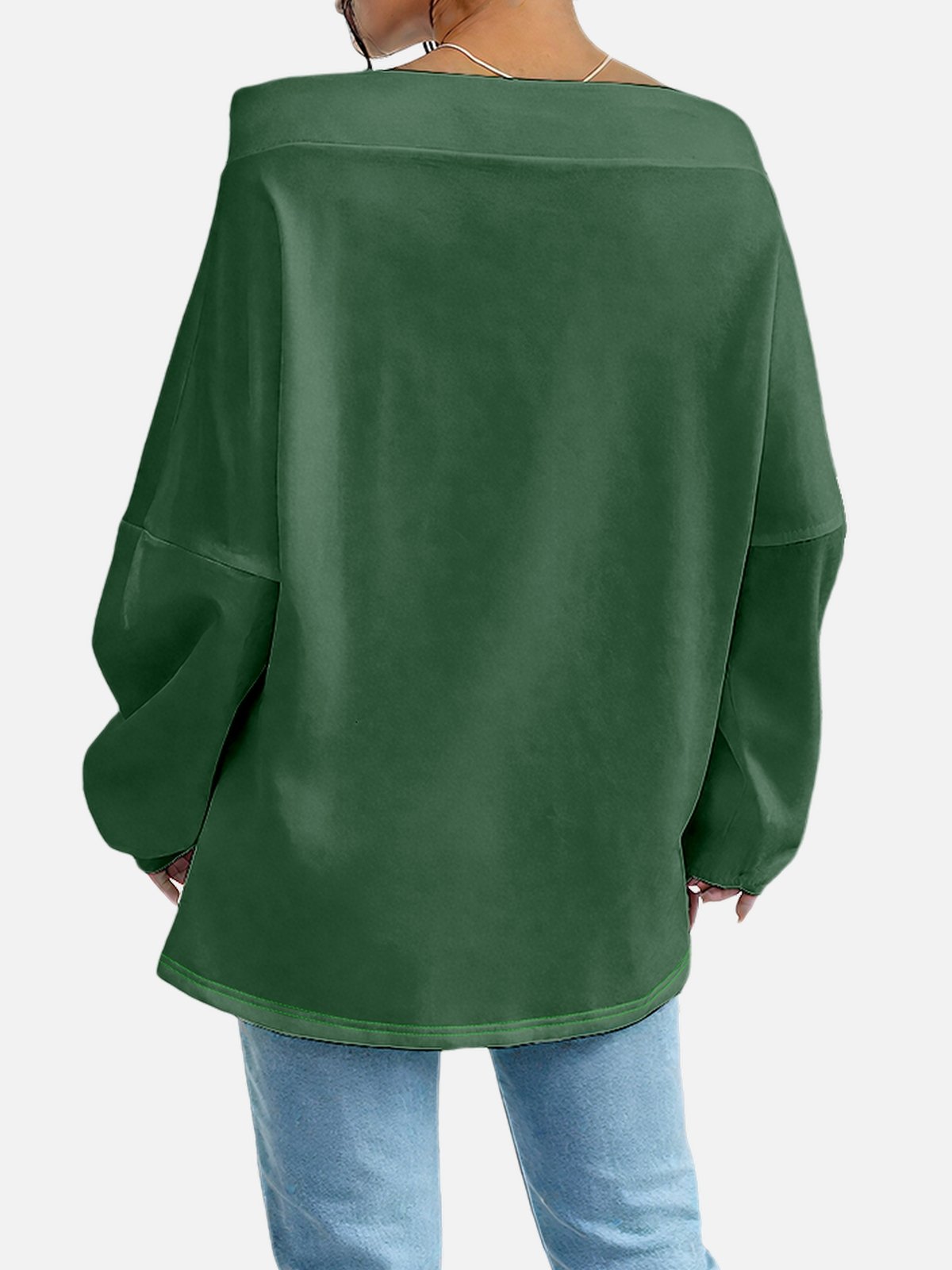 Women's Solid Color Sweatshirt Fashionable Everyday Street Off-Shoulder Drawstring Top