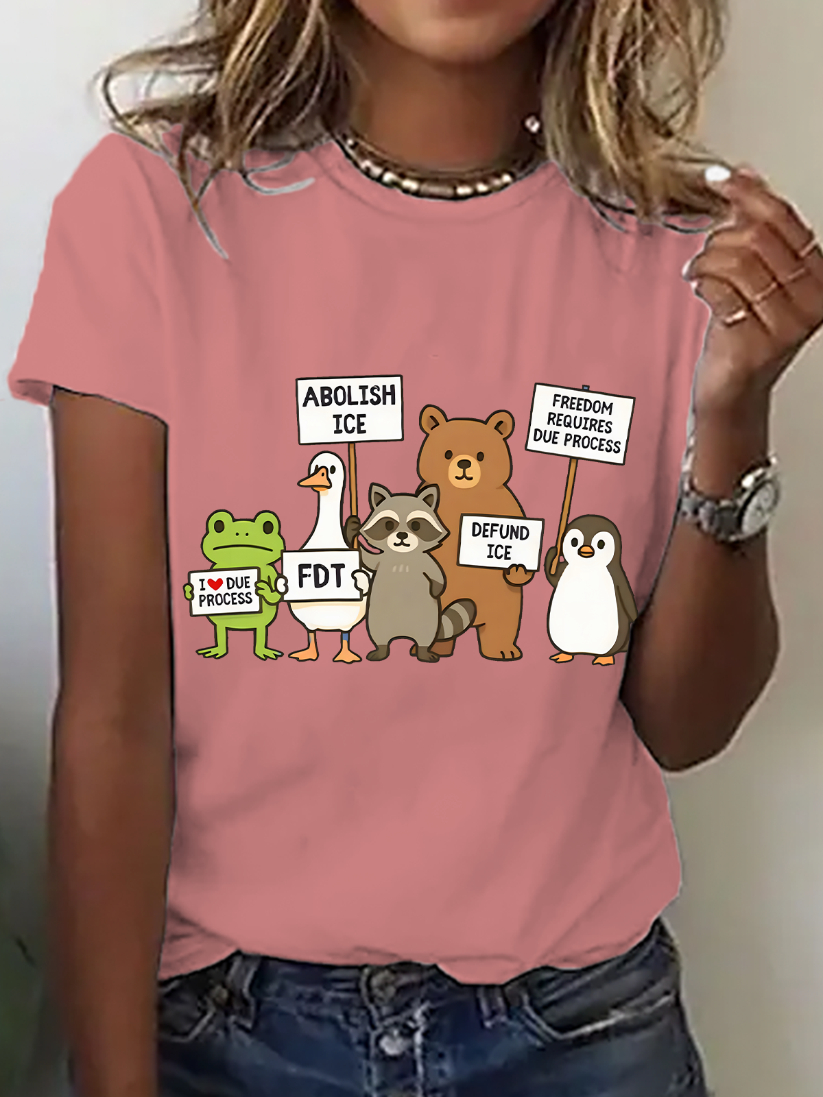 Abolish ICE Protest Goose Print T-Shirt