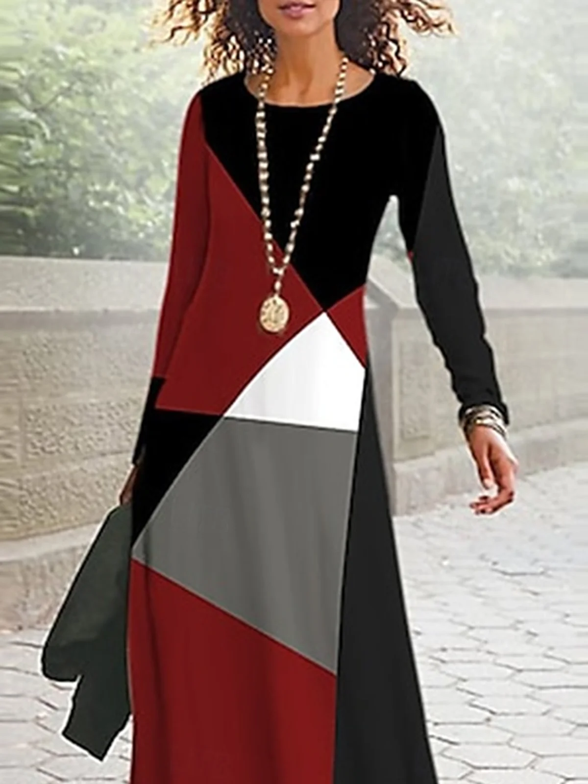 Casual Regular Fit Colorblock Dress With No