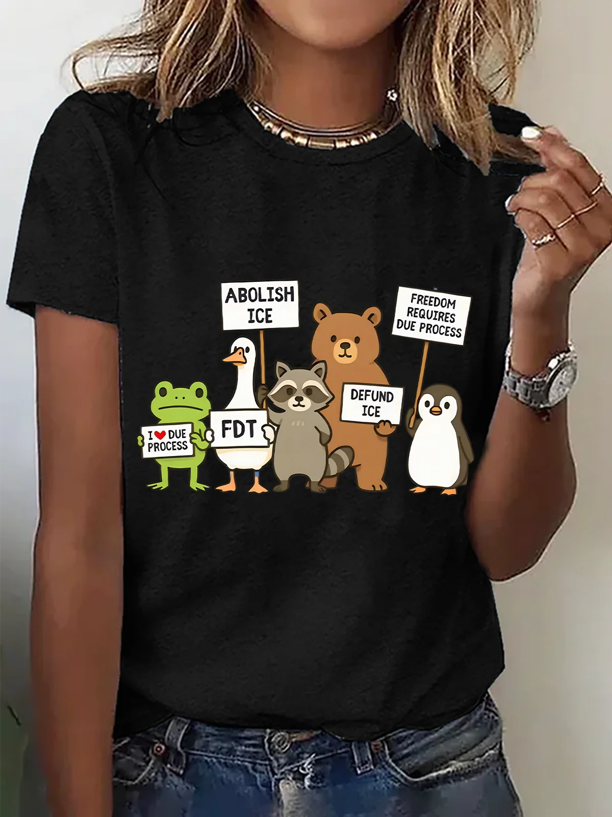 Abolish ICE Protest Goose Print T-Shirt