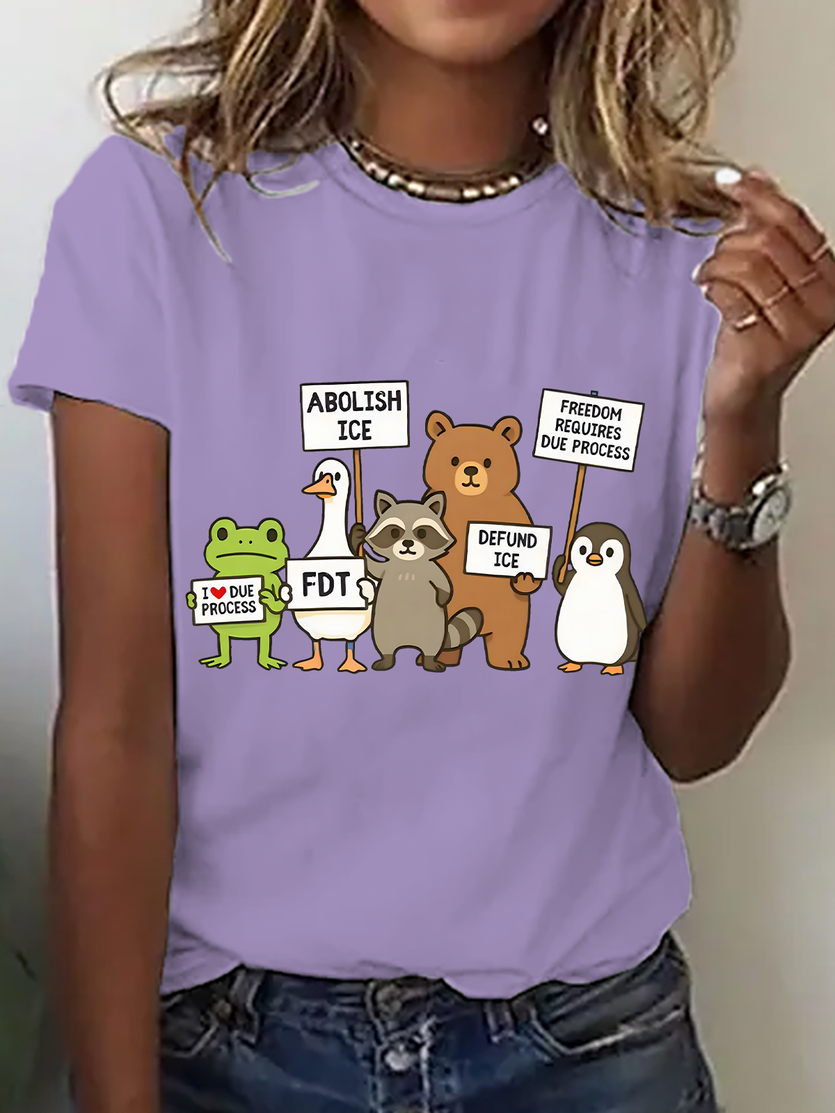 Abolish ICE Protest Goose Print T-Shirt