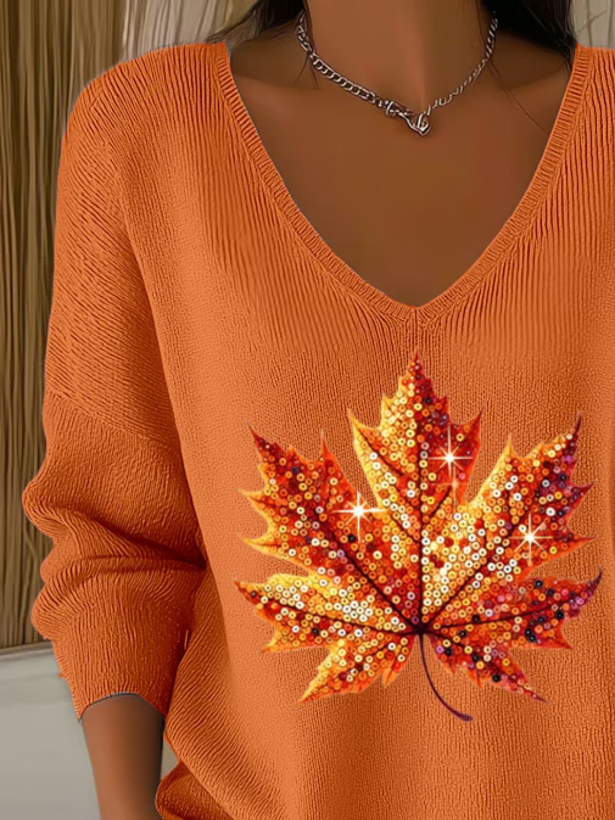 Cotton V Neck Casual Sweater