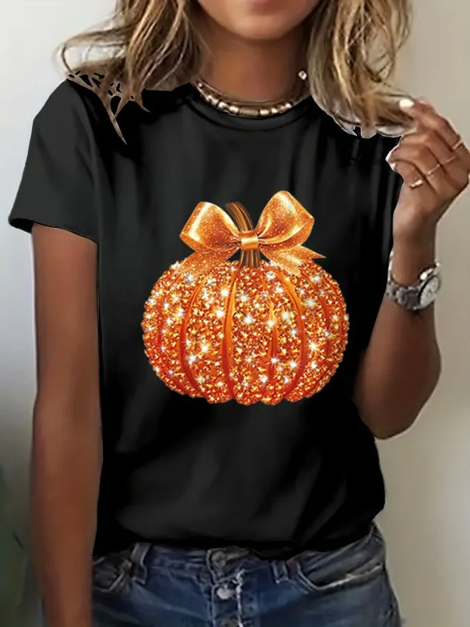 Women's Halloween Autumn Art Design Short Sleeve T-Shirt