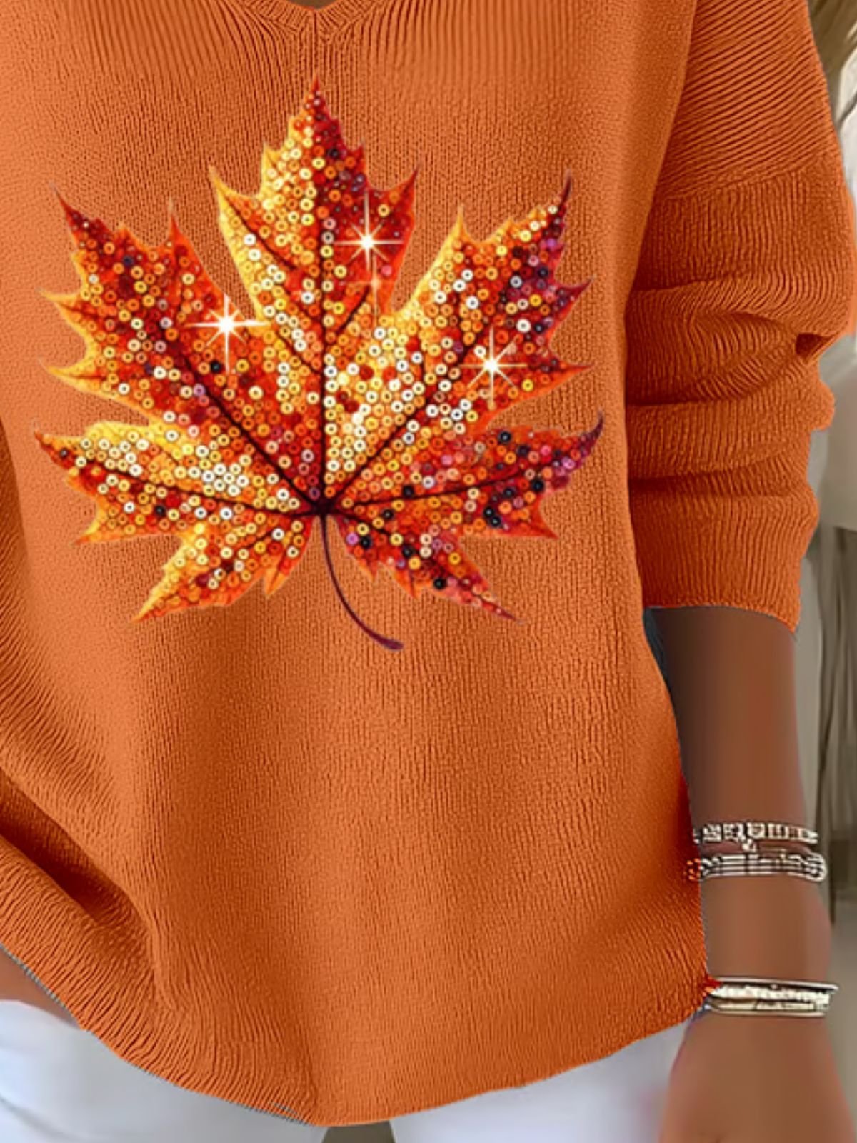 Cotton V Neck Casual Sweater