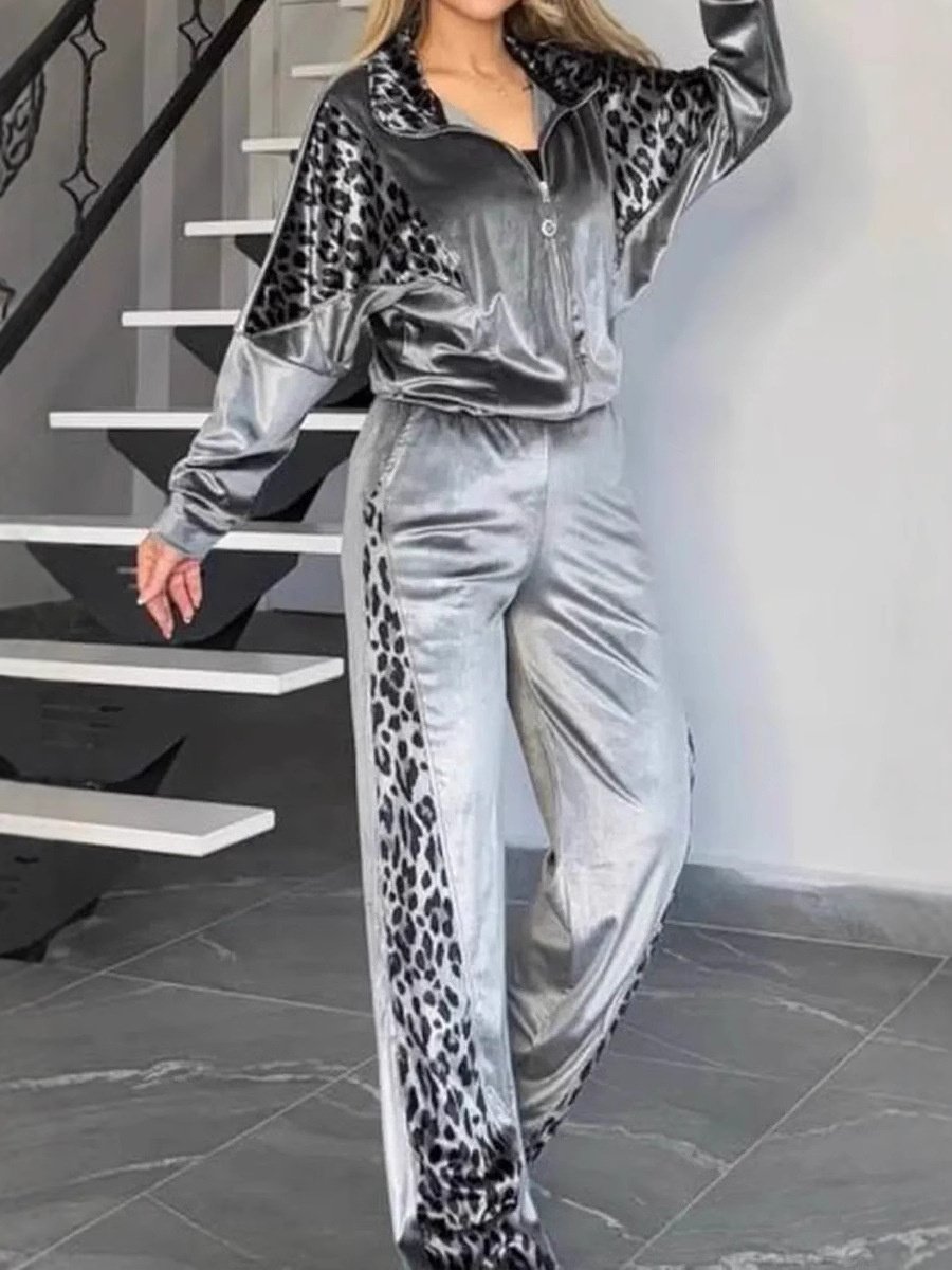 Women's Split Joint Color Block Daily Going Out Two-Piece Set Black Casual Spring/Fall Top With Pants Matching Set