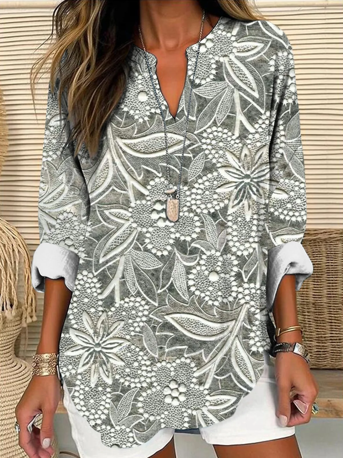 Floral Cotton Loose Simple Blouse