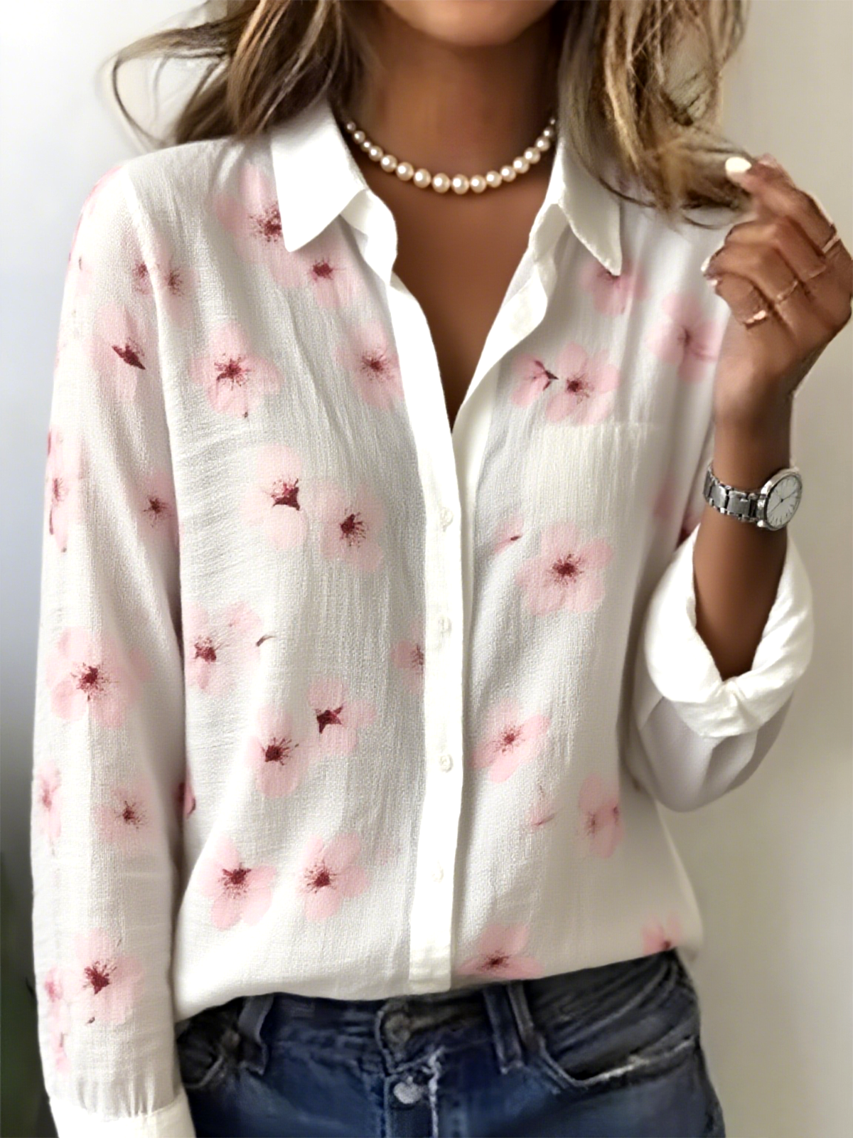 Women's Artistic Floral Design Daily Long Sleeve Shirt Spring and Autumn