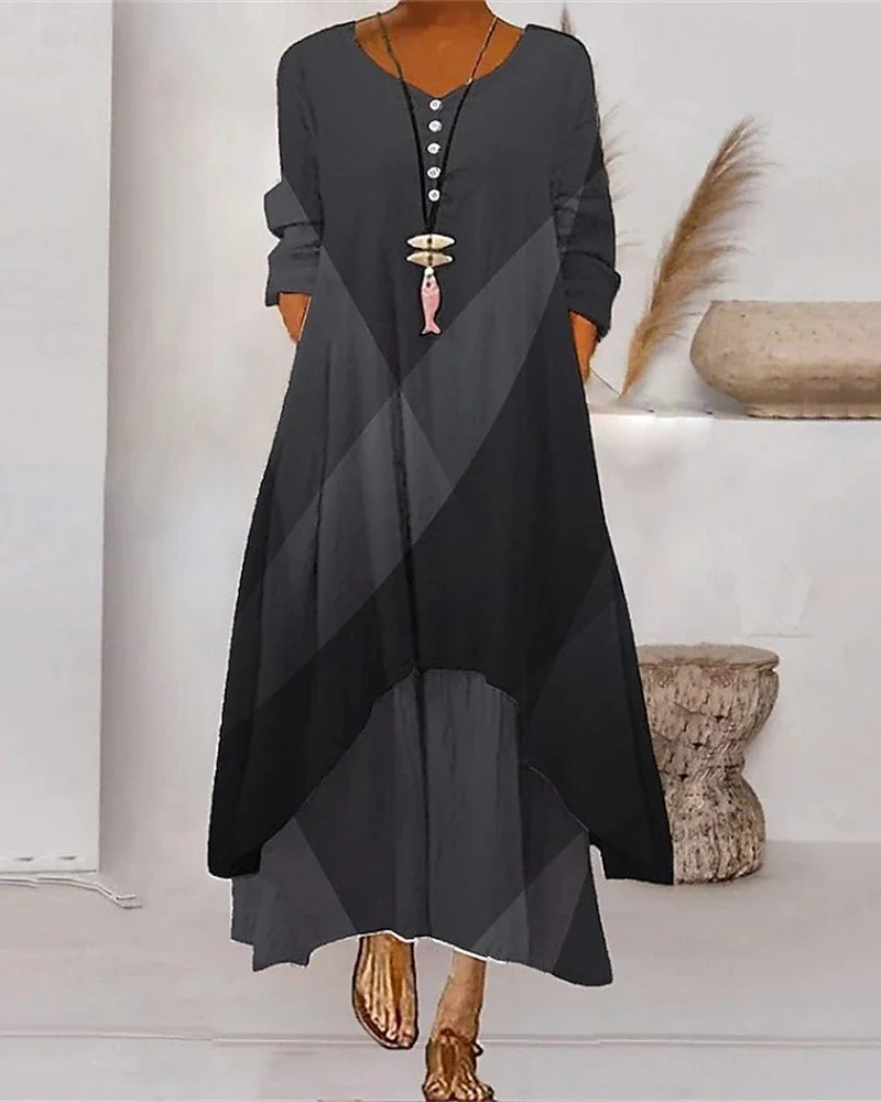 Women's Geometric Stripe Pattern Maxi Dress Stylish Modern Everyday Beach Weekend