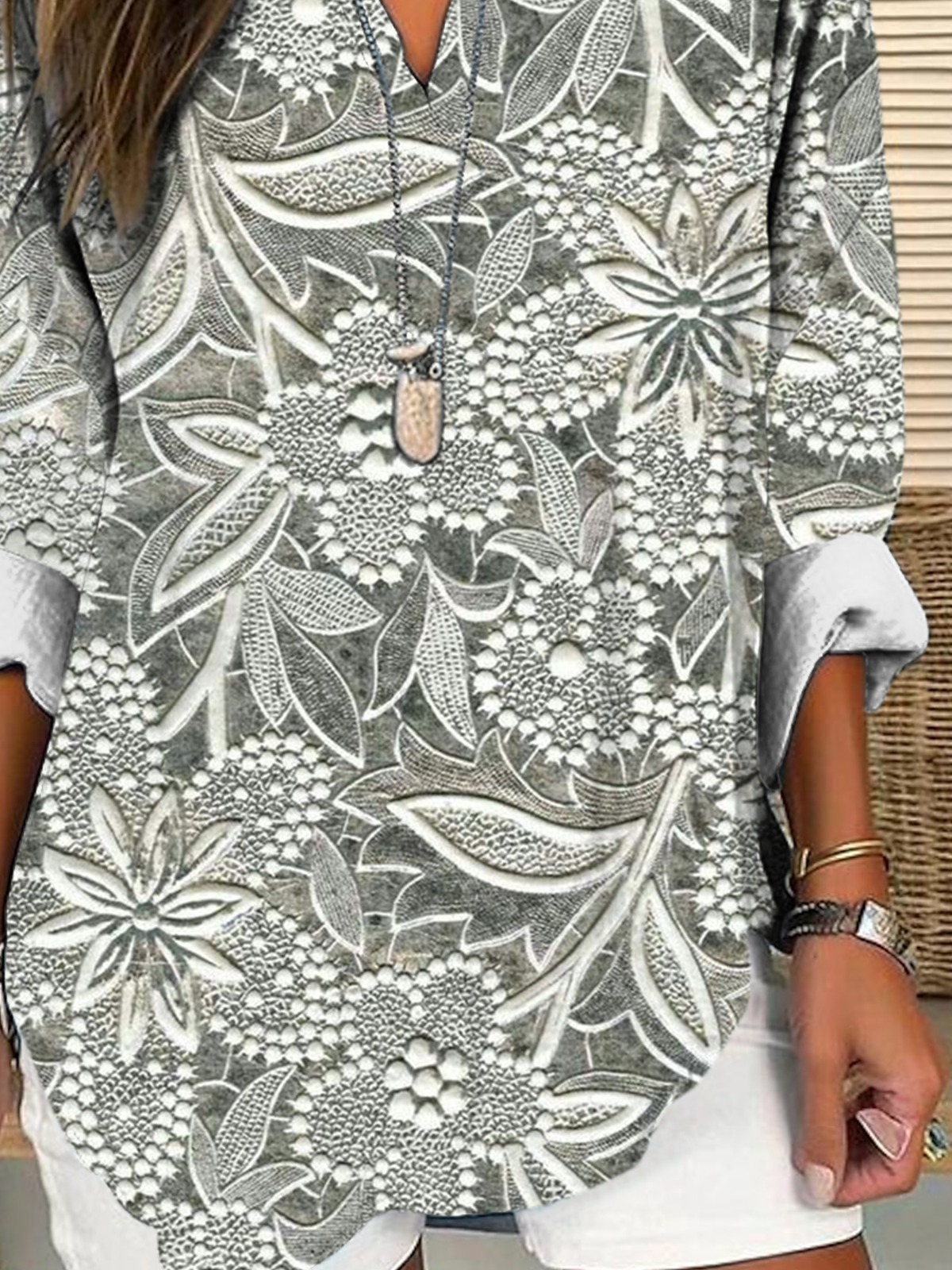 Floral Cotton Loose Simple Blouse