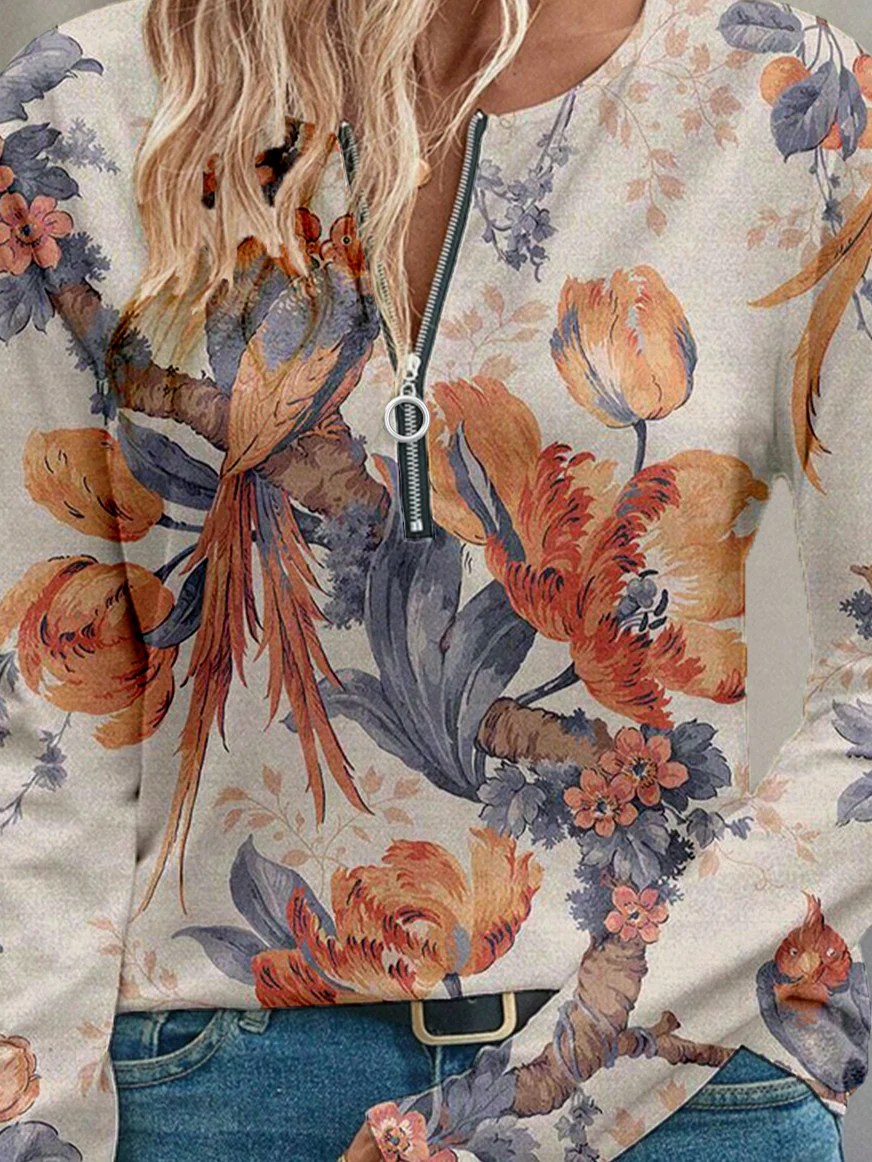 Women's Artistic Floral Pattern Long Sleeve T-shirt Fashion Modern Daily Weekend