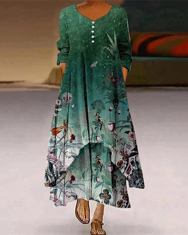 Women's Art Pattern Double Layer Dress Stylish Modern Everyday Weekend Beach
