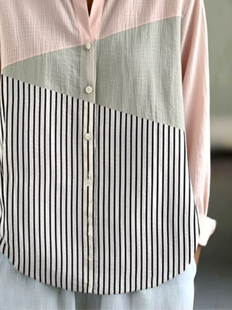 Women's Geometric Pattern Long Sleeve Shirt Fashionable Modern Everyday Weekend