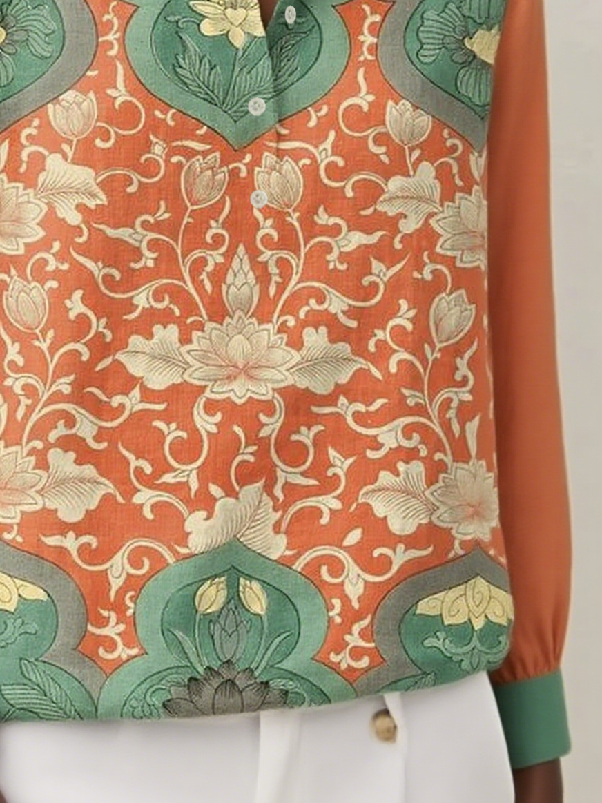 Women's Vintage Art Pattern Long Sleeve Shirt Fashionable Modern Everyday Weekend