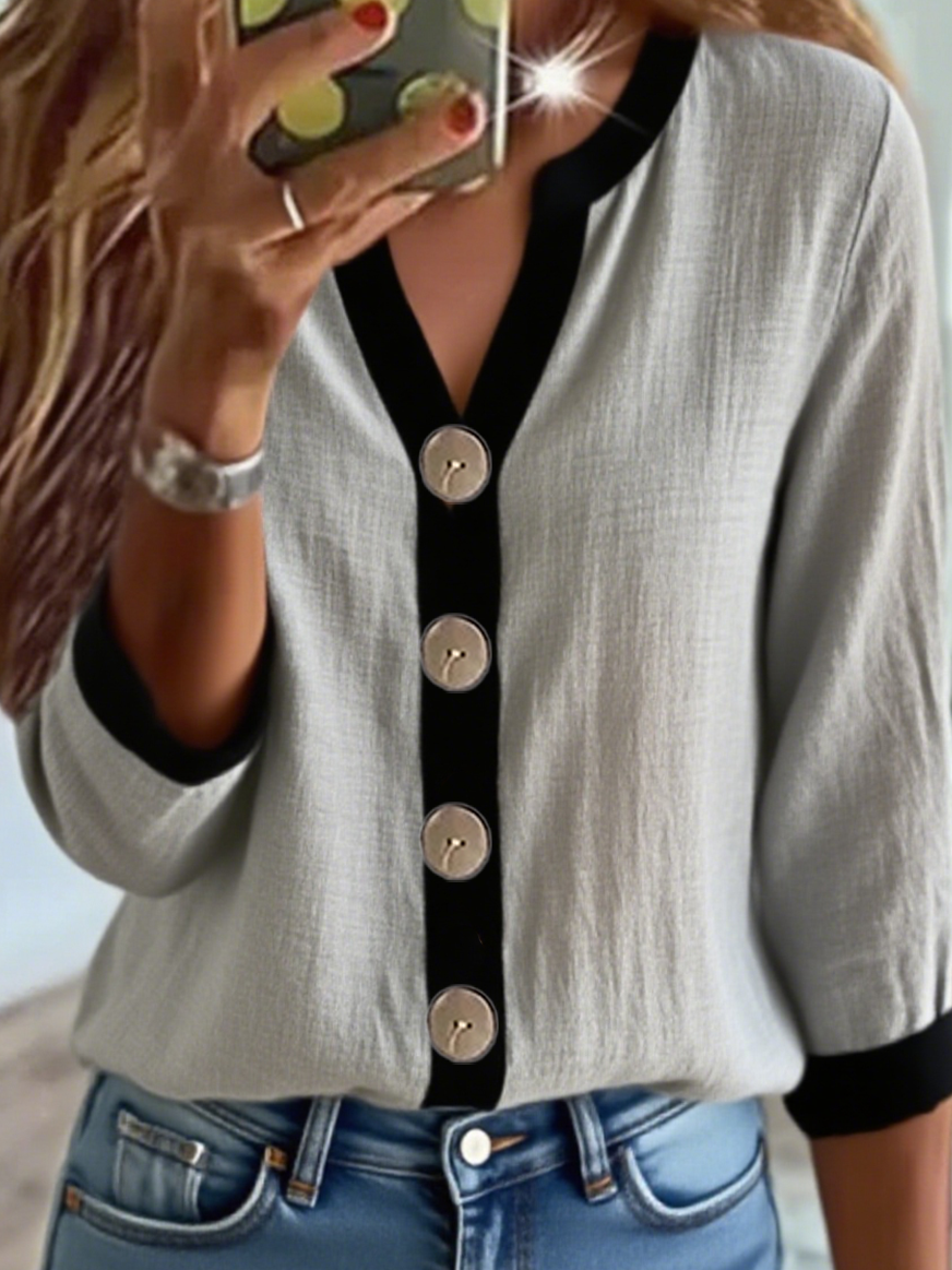 Women's Simple Color Block Pattern Long Sleeve Shirt Fashionable Modern Daily Weekend