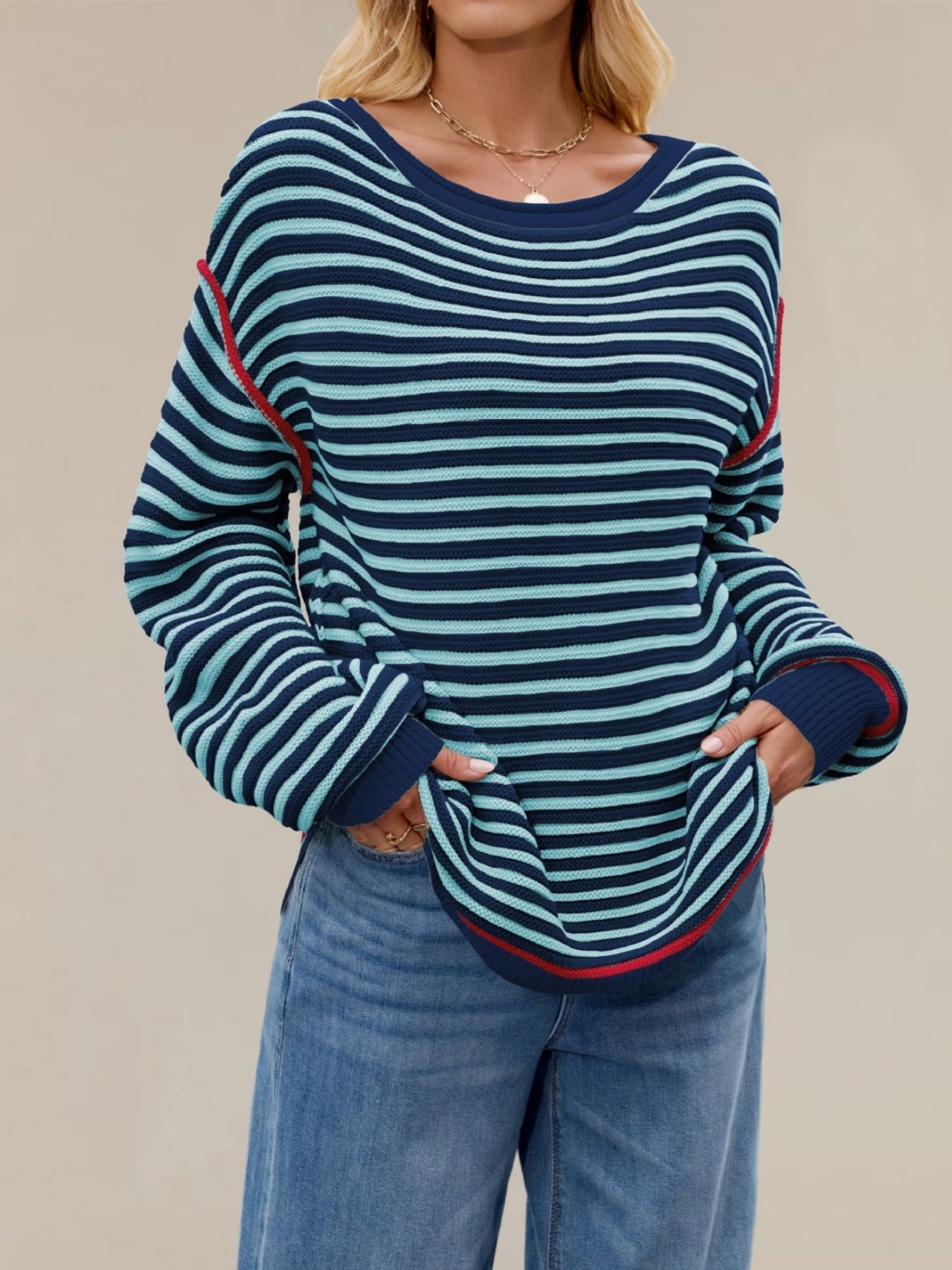 Split Joint Simple Wool/Knitting Loose Sweater