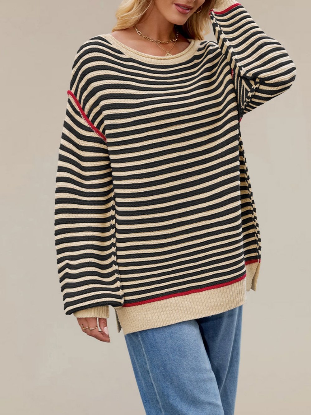 Split Joint Simple Wool/Knitting Loose Sweater