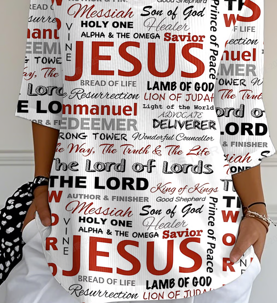 Women's Faith Trust in Jesus Printed Long Ribbed Top