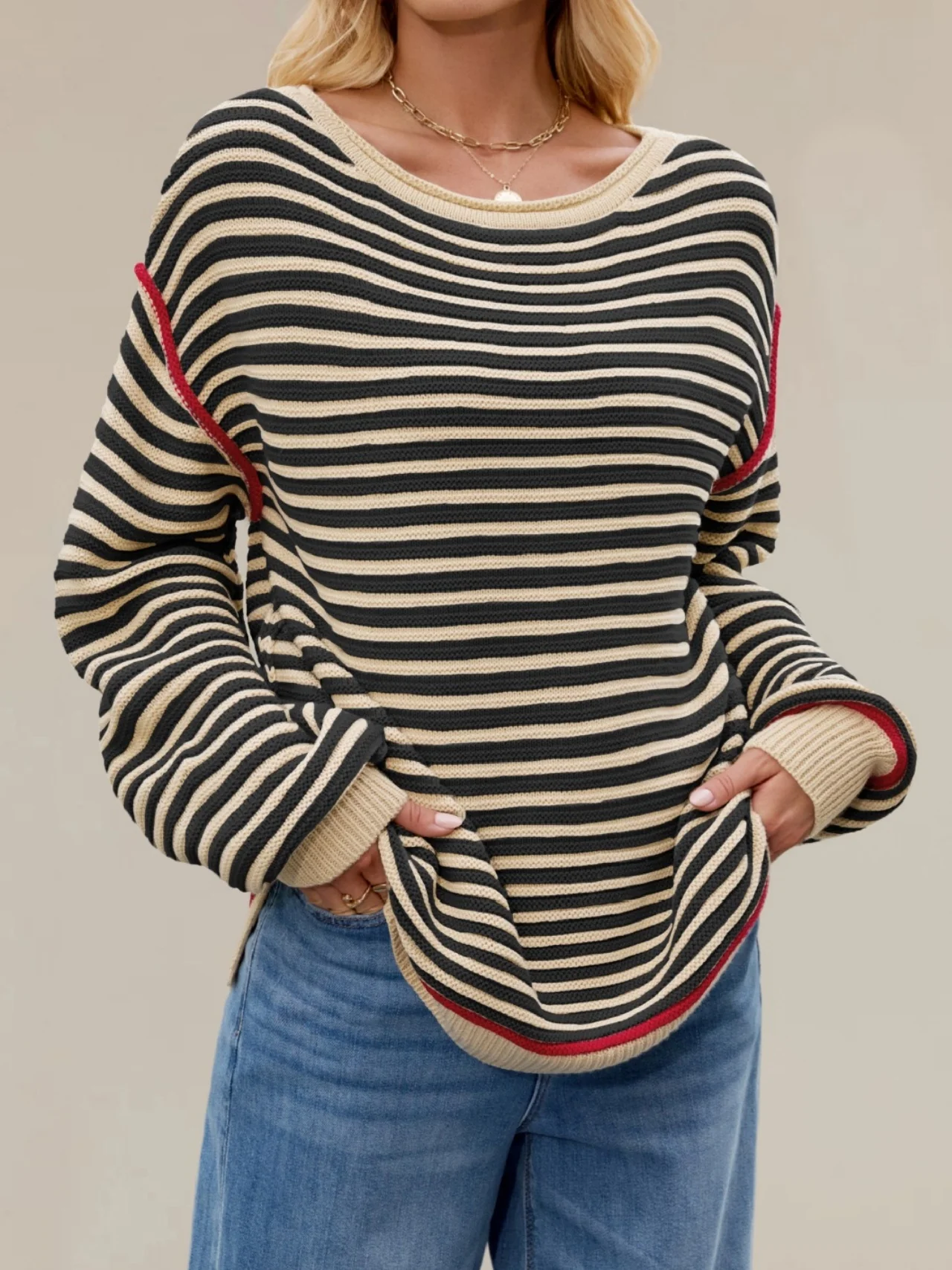 Split Joint Simple Wool/Knitting Loose Sweater