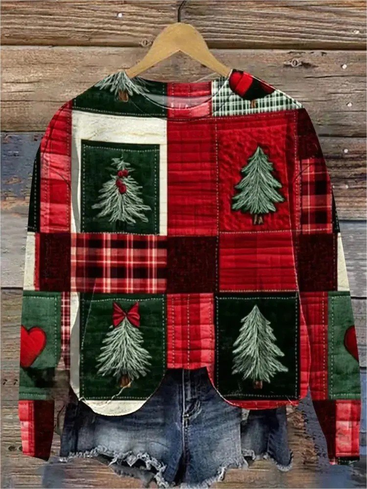 Loose Casual Multicolor Block Crew Neck Sweatshirt