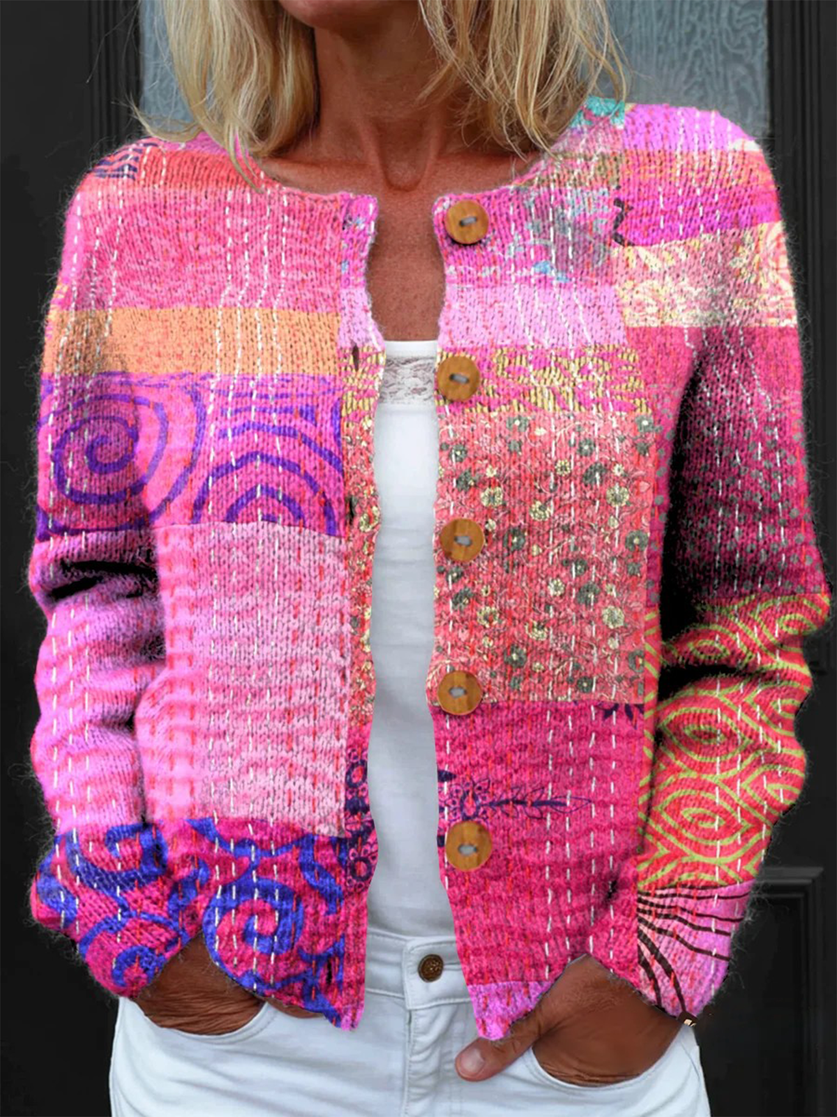 Patchwork Cardigan Sweater
