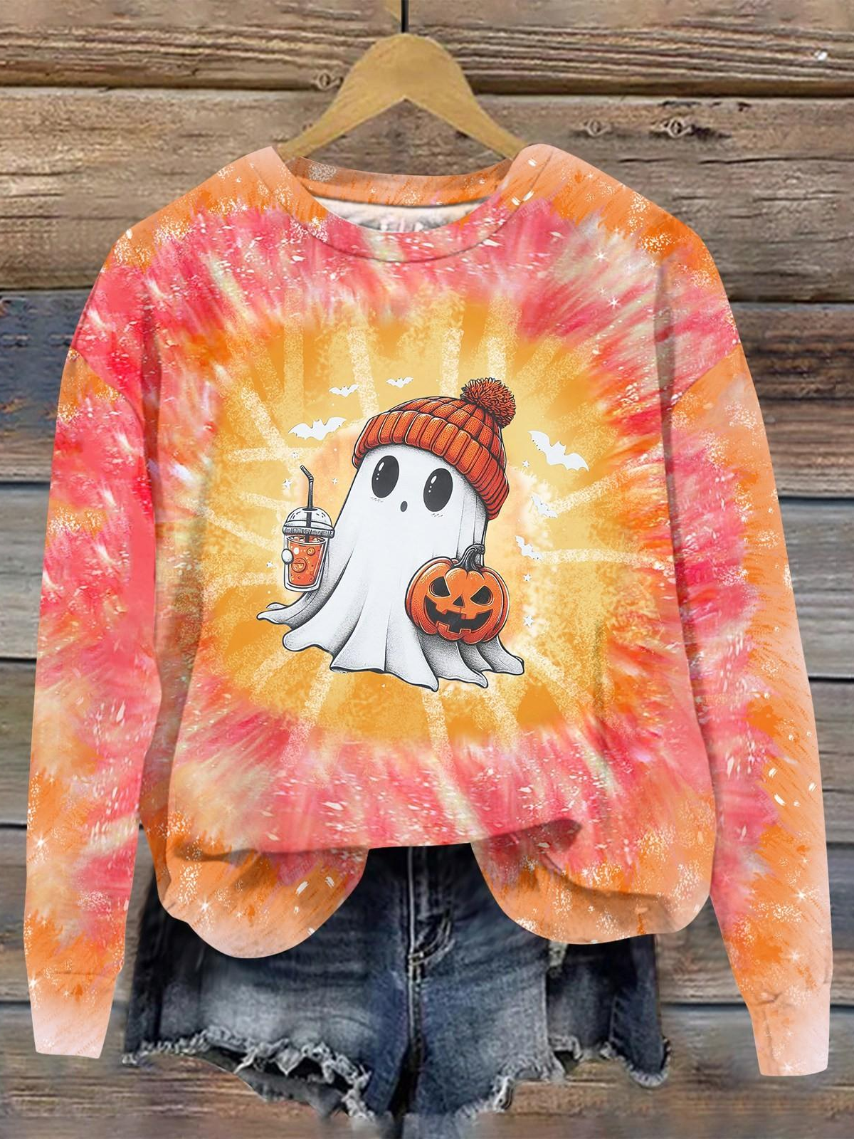 Halloween Round Neck Long Sleeve Casual Sweatshirt