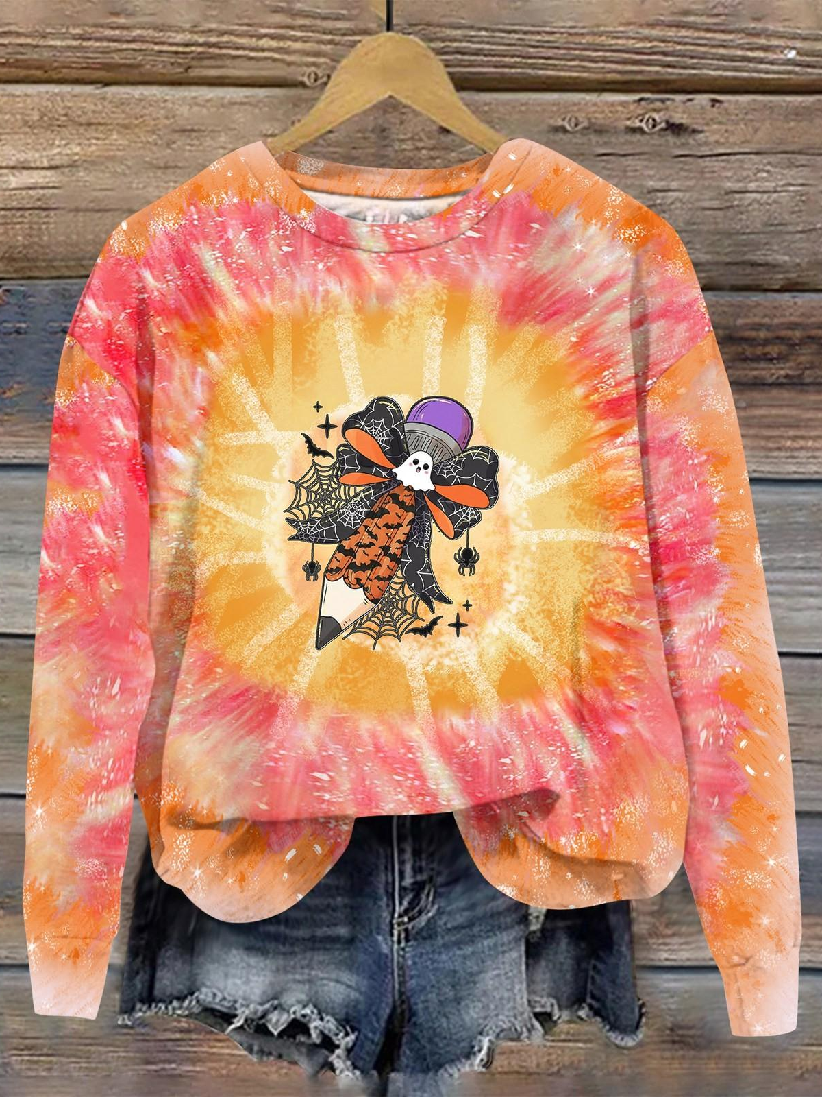 Halloween Round Neck Long Sleeve Casual Sweatshirt