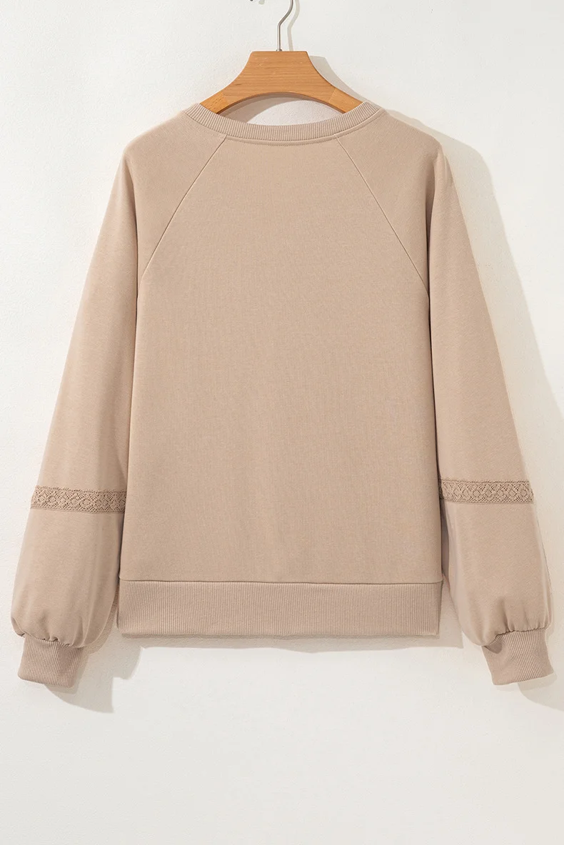 Casual V Neck Color Block Cotton Sweatshirt