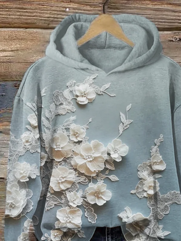 Women's Floral Print Casual Long Sleeve Hoodie