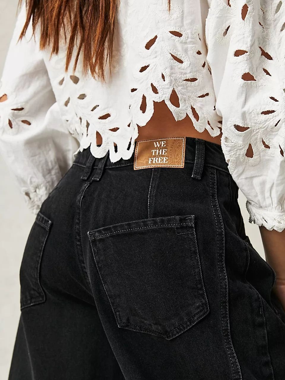 Buckle Cotton Loose Casual Women's Loose Wide Leg Pants Mid-low Rise Washed Scimitar Pants Jeans