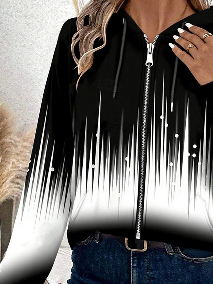 Women's Gradient Pattern Hooded Jacket Casual Comfort Regular Sweatshirt