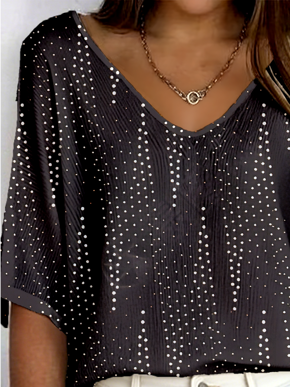 Women's Ribbed T-Shirt Casual Comfort 3/4 Sleeves Regular Top