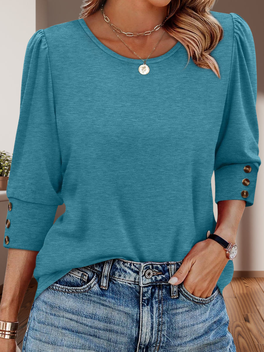 Women's Long Sleeve T-shirt Spring/Fall Blue Geometric Printing Cotton V Neck Daily Going Out Vintage Top
