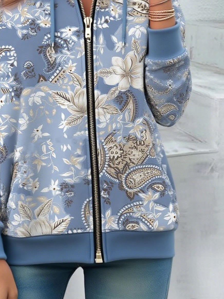 Women's Paisley Pattern Hooded Jacket Casual Comfort Regular Sweatshirt