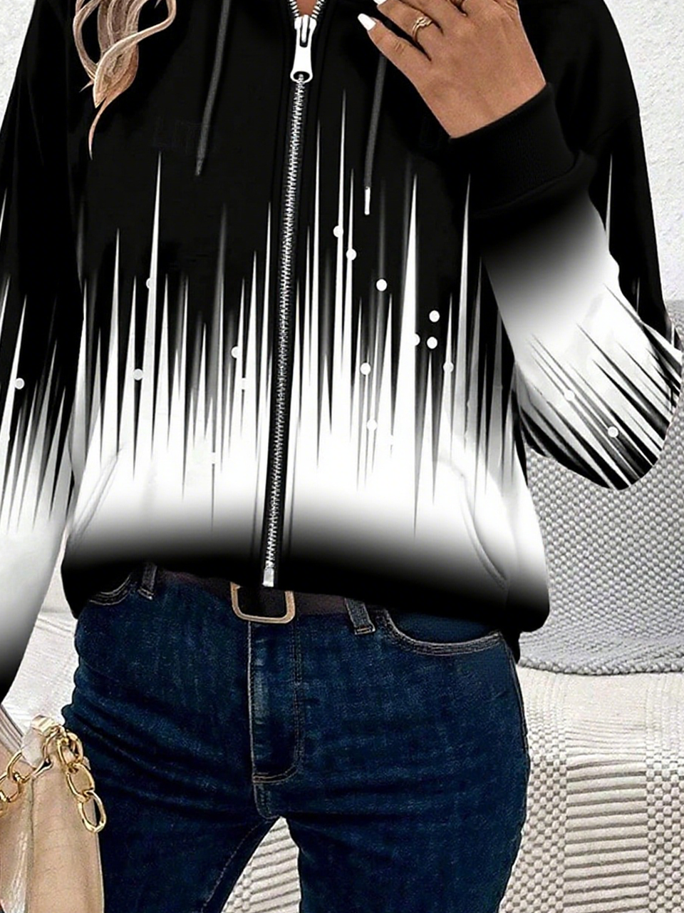 Women's Gradient Pattern Hooded Jacket Casual Comfort Regular Sweatshirt