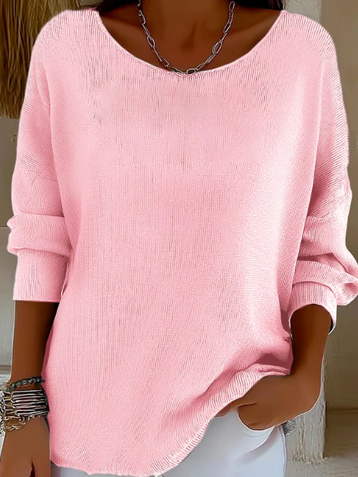Casual Crew Neck Plain Cotton T-Shirt