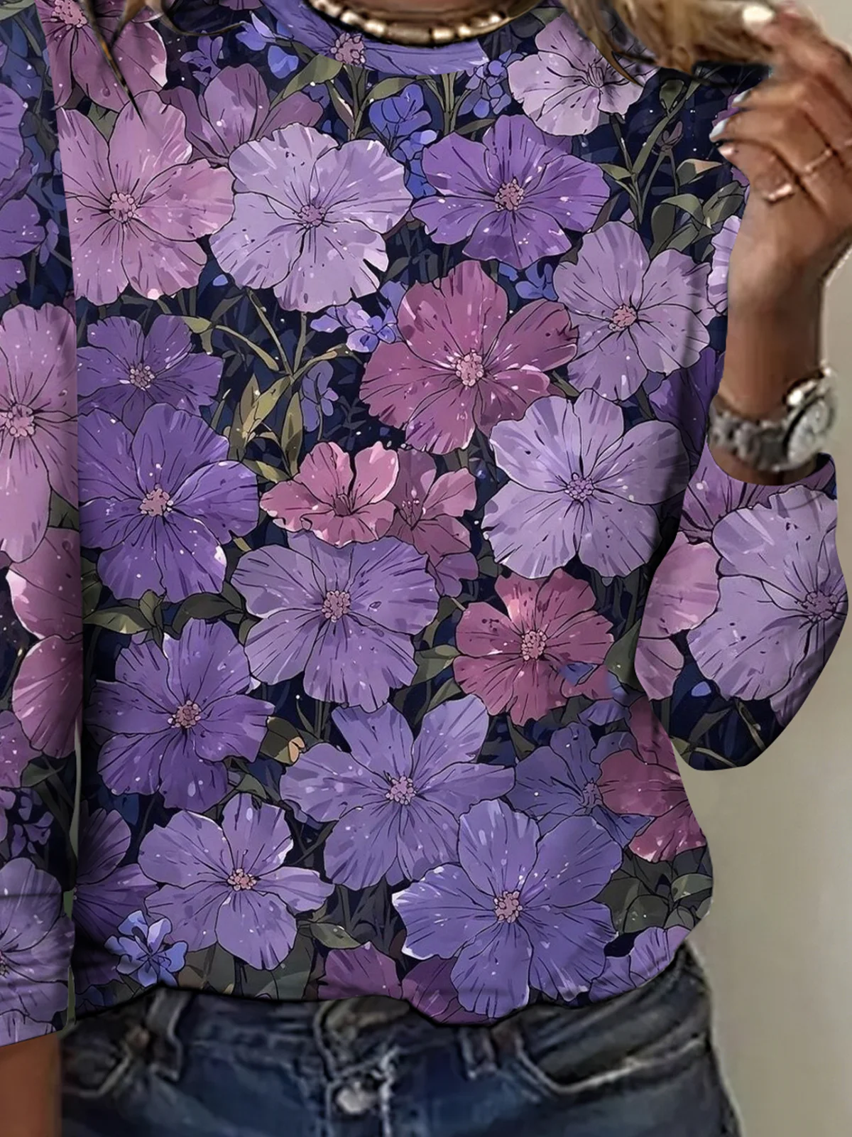 Floral Crew Neck Casual Regular Fit T-Shirt