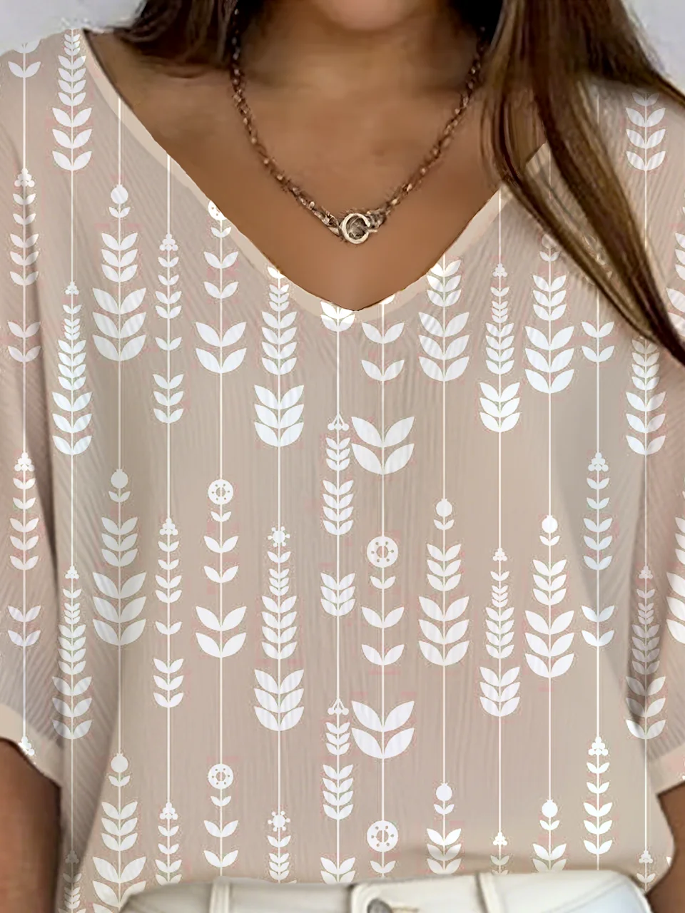 Women's Ribbed T-Shirt Casual Comfort 3/4 Sleeves Regular Top
