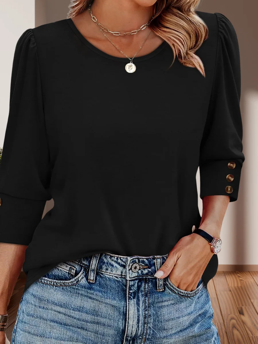 Women's Long Sleeve T-shirt Spring/Fall Blue Geometric Printing Cotton V Neck Daily Going Out Vintage Top