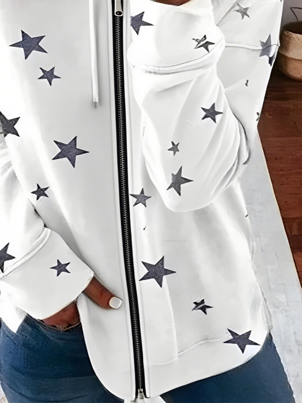 Women's Star Pattern Hooded Jacket Casual Comfort Regular Sweatshirt