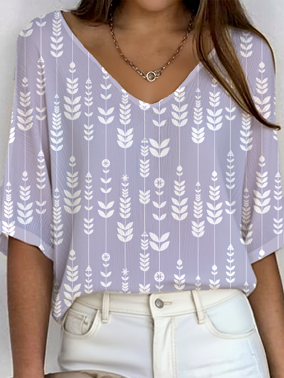 Women's Ribbed T-Shirt Casual Comfort 3/4 Sleeves Regular Top