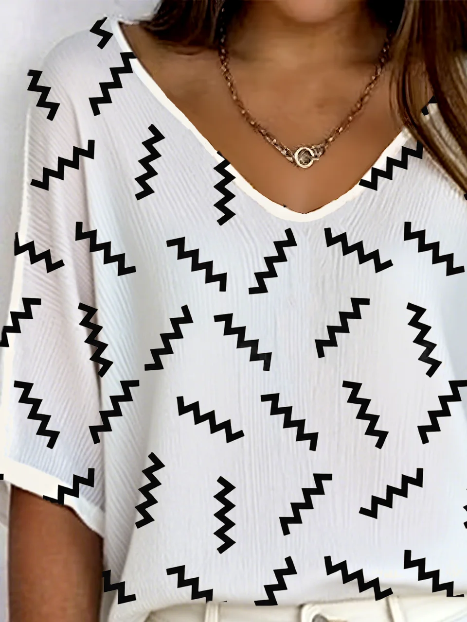 Women's Ribbed T-Shirt Casual Comfort 3/4 Sleeves Regular Top