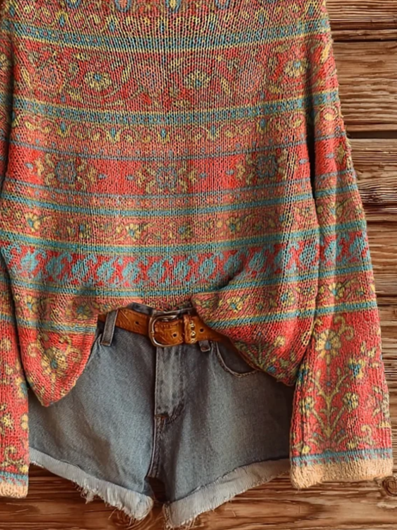 Women's Floral Print Casual Long Sleeve Top