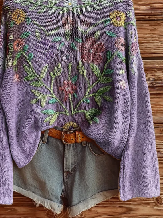 Women's Floral Print Casual Long Sleeve Top