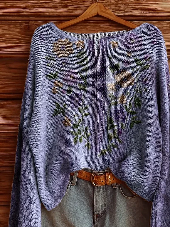 Women's Floral Print Casual Long Sleeve Top