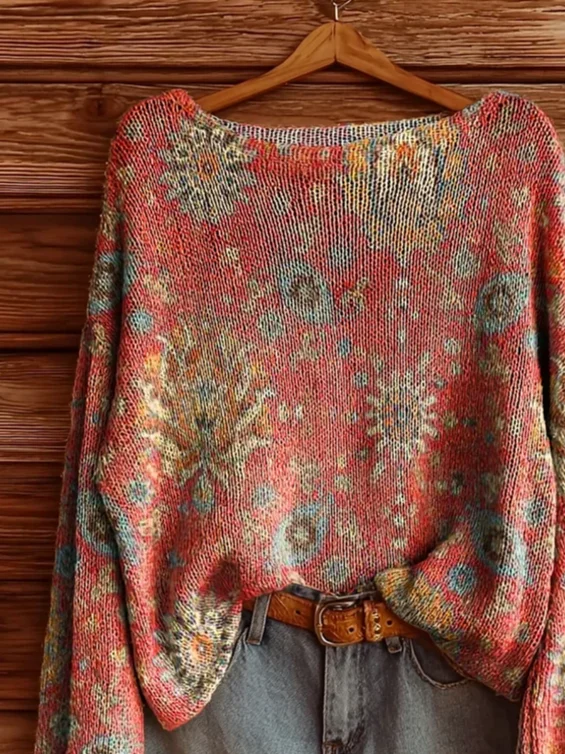 Women's Floral Print Casual Long Sleeve Top