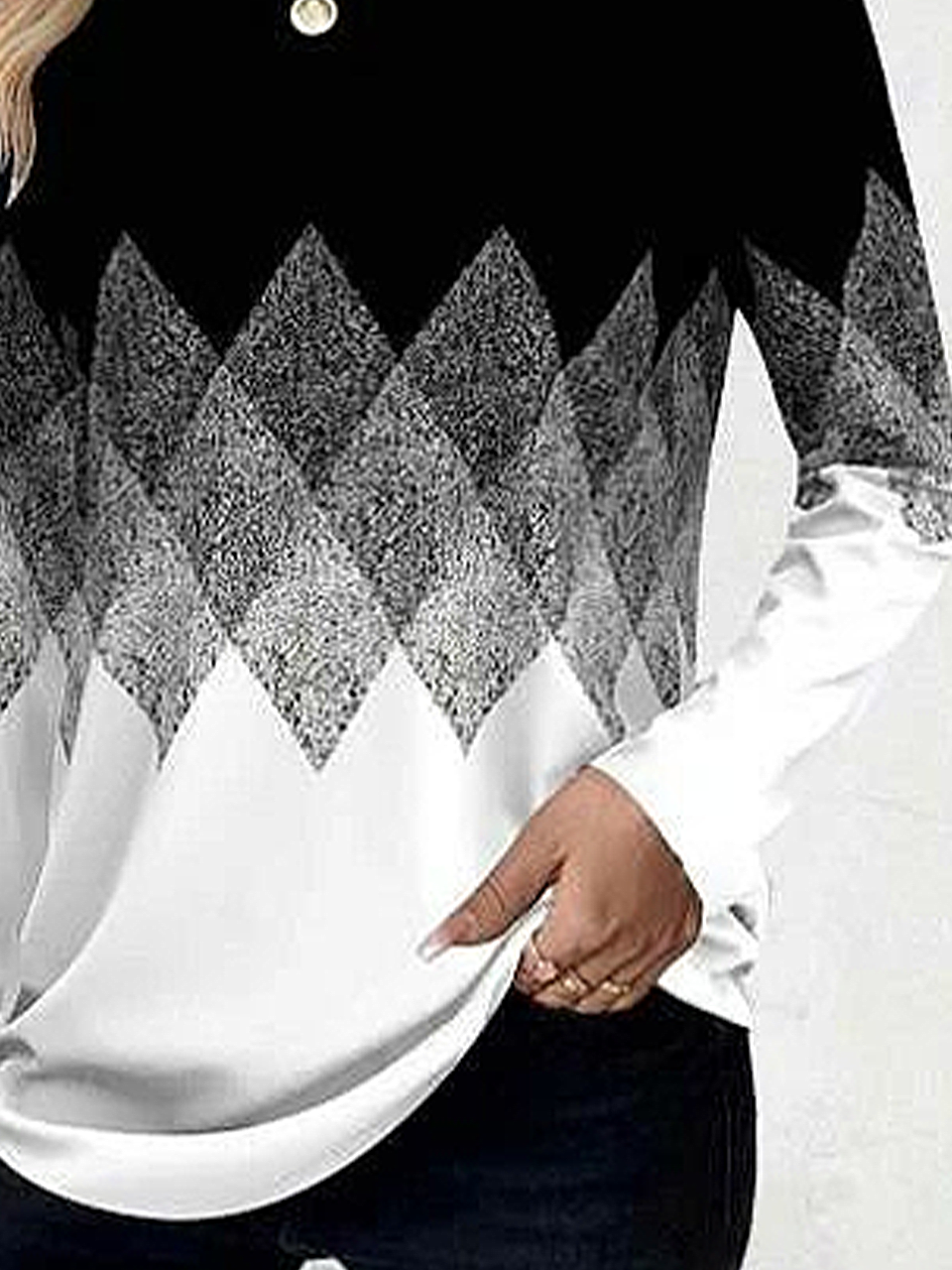 Women's Long Sleeve T-shirt Spring/Fall Black-white Abstract Printing Jersey Crew Neck Daily Going Out Casual Top